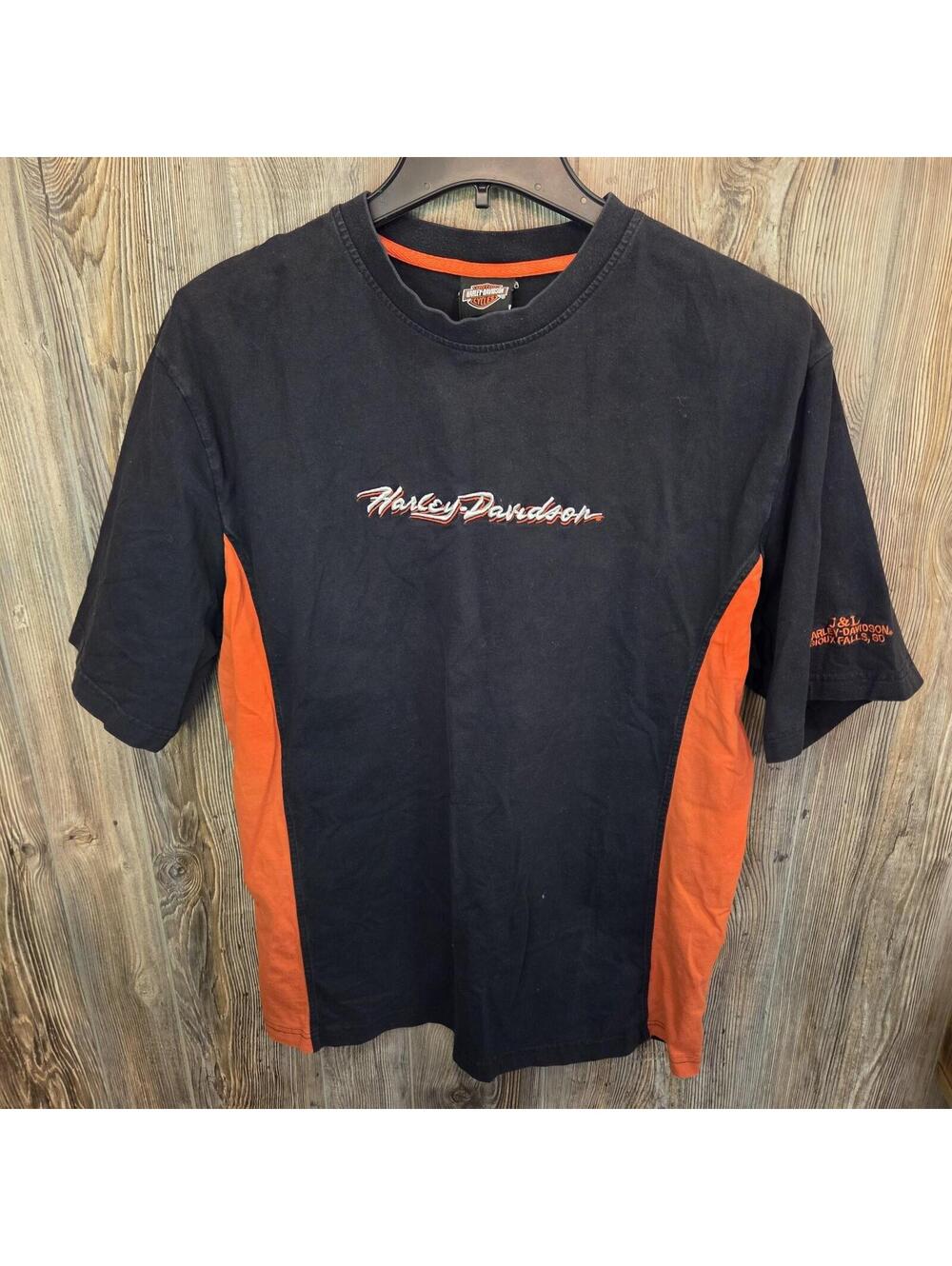 Harley-Davidson Embroidered Shirt Black Size XL Heavy Cotton J&L Sioux Falls SD